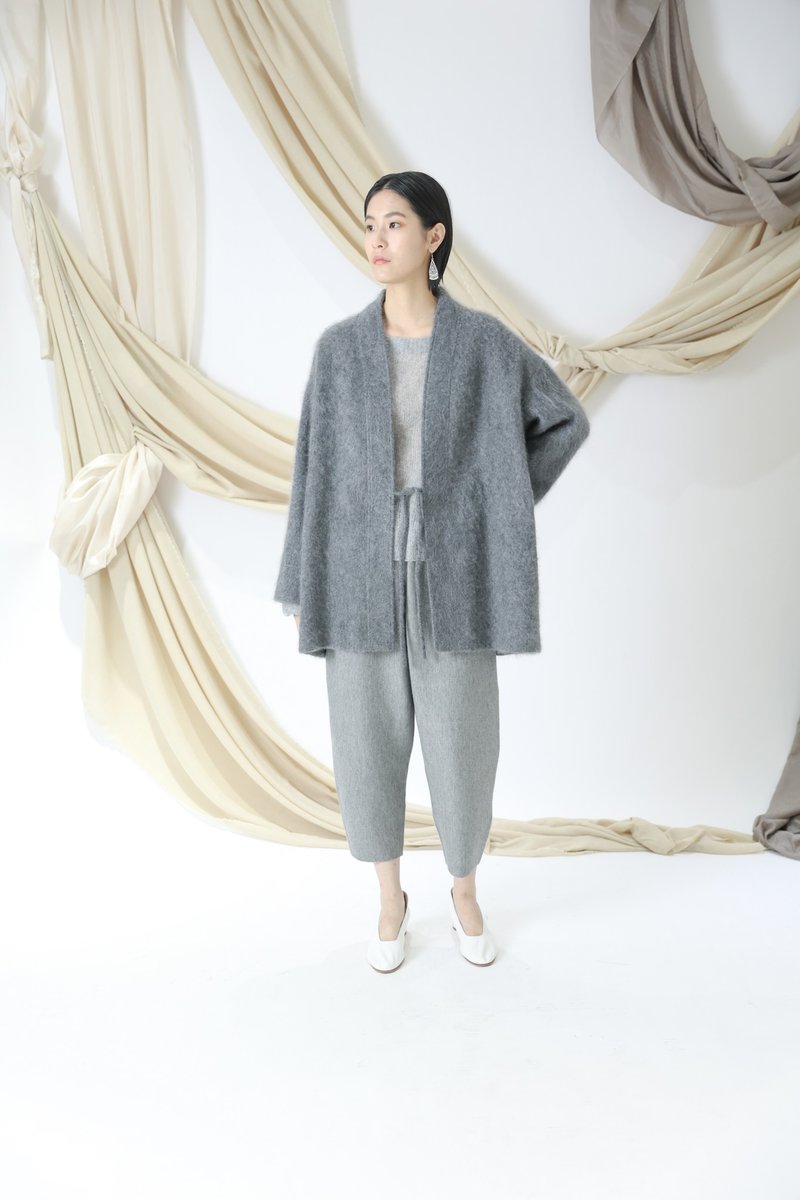 cashmere wide leg pants - กางเกงขายาว - ขนแกะ สีเทา