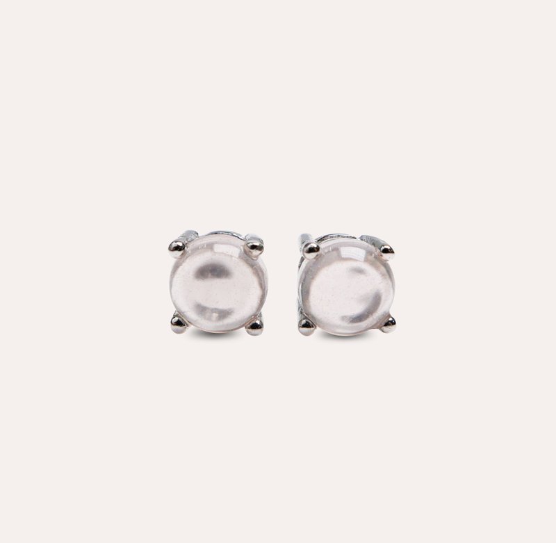 安珠 粉晶 粉色 圓形 5mm 耳環 經典系列 Round E 寶石銀飾 AND - 耳環/耳夾/耳骨夾 - 銀 粉紅色