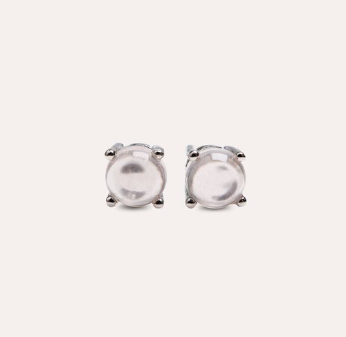 安珠 AND JEWEL 每天配戴的天然寶石 安珠 粉晶 粉色 圓形 5mm 耳環 經典系列 Round E 寶石銀飾 AND