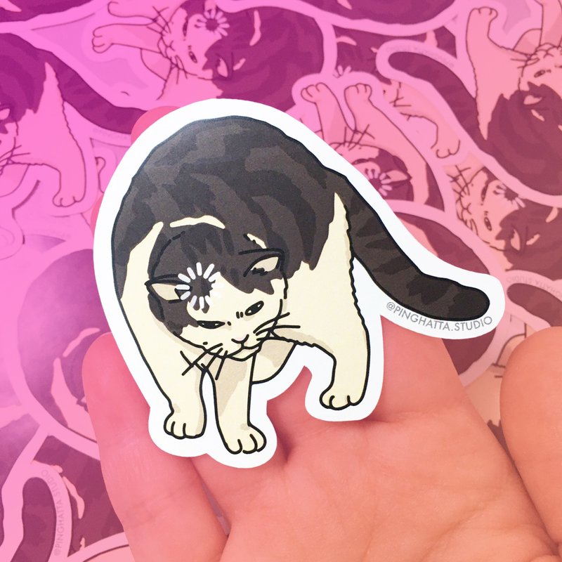 Buffering Loading Cat Meme Die Cut Sticker - 貼紙 - 塑膠 