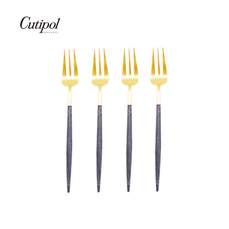 GOA Blue Gold Matte Pastry Fork 4 Pieces Set - Cutlery & Flatware - Stainless Steel Blue