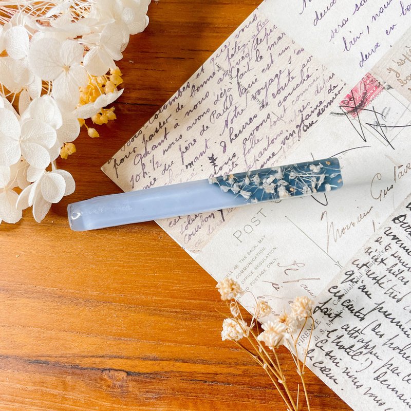 莫蘭迪色系 灰藍&深藍 碎花 撞色 長方款  鴨嘴夾/髮夾 - 髮夾/髮圈 - 植物．花 藍色