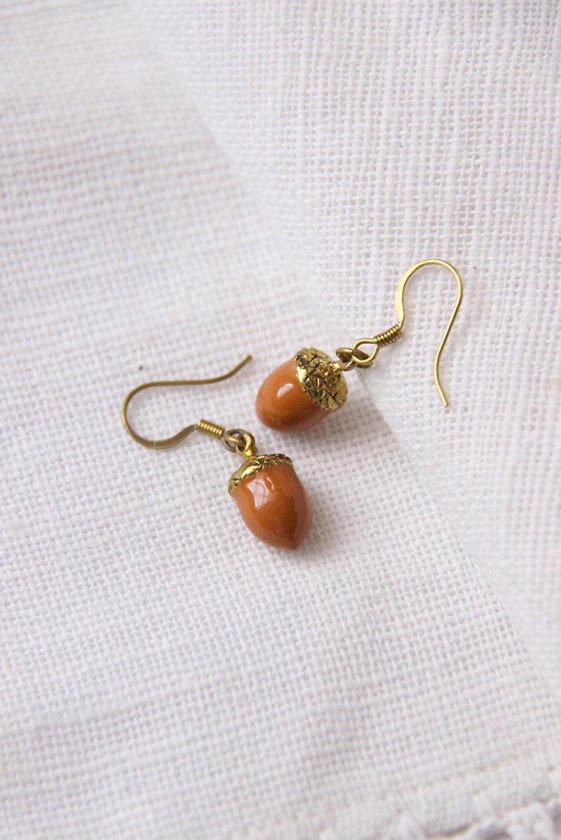 Acorn earrings by linen jewelry - Earrings & Clip-ons - Copper & Brass 