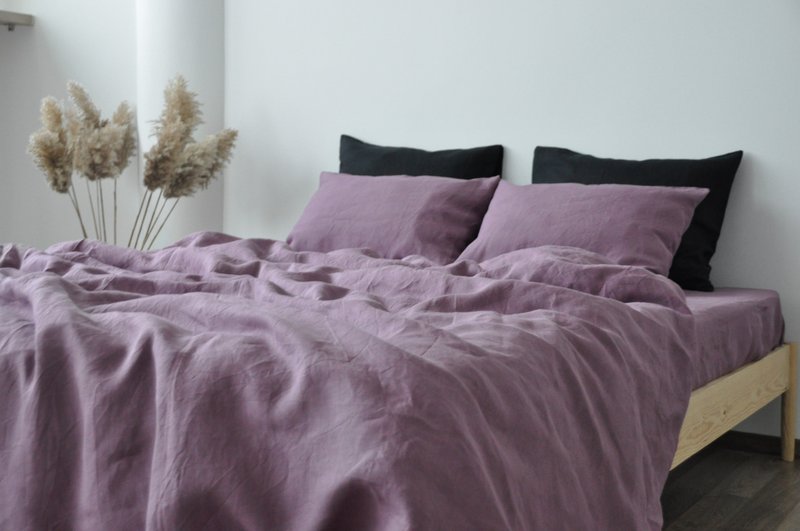 Mauve linen duvet cover / Softened linen / Comforter cover / Quilt cover - 寢具/床包 - 亞麻 紫色