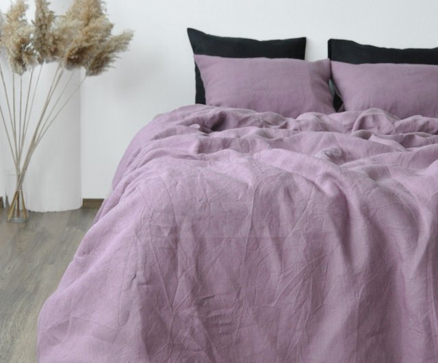 mauve linen quilt cover