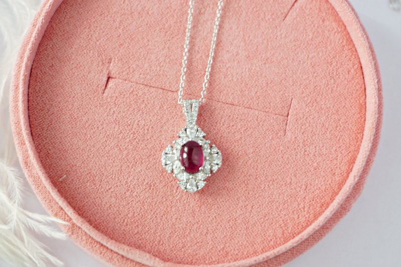 Natural Ruby Necklace Silver 925. - 項鍊 - 純銀 紅色