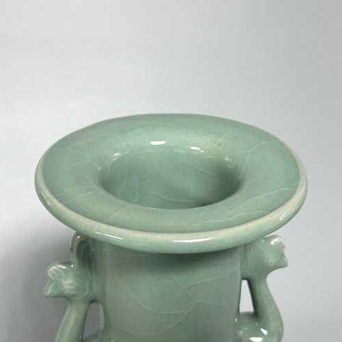 南宋　青磁　花口瓶　中国陶磁器 官窯青磁直頸瓶 Vase】中国‐南宋時代