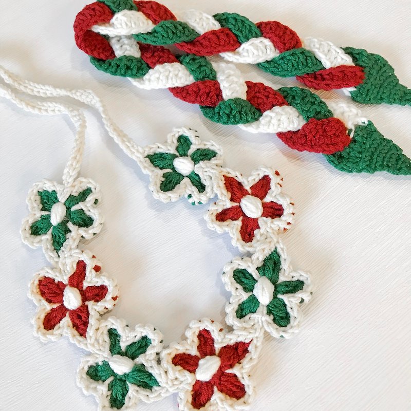 [Christmas Color Style] Small flower headband, three-strand braid - ที่คาดผม - ผ้าฝ้าย/ผ้าลินิน หลากหลายสี