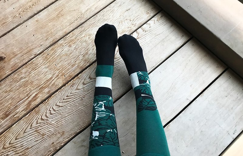 靴下パインフォレスト / irregular / socks / flower / green - ソックス - コットン・麻 グリーン