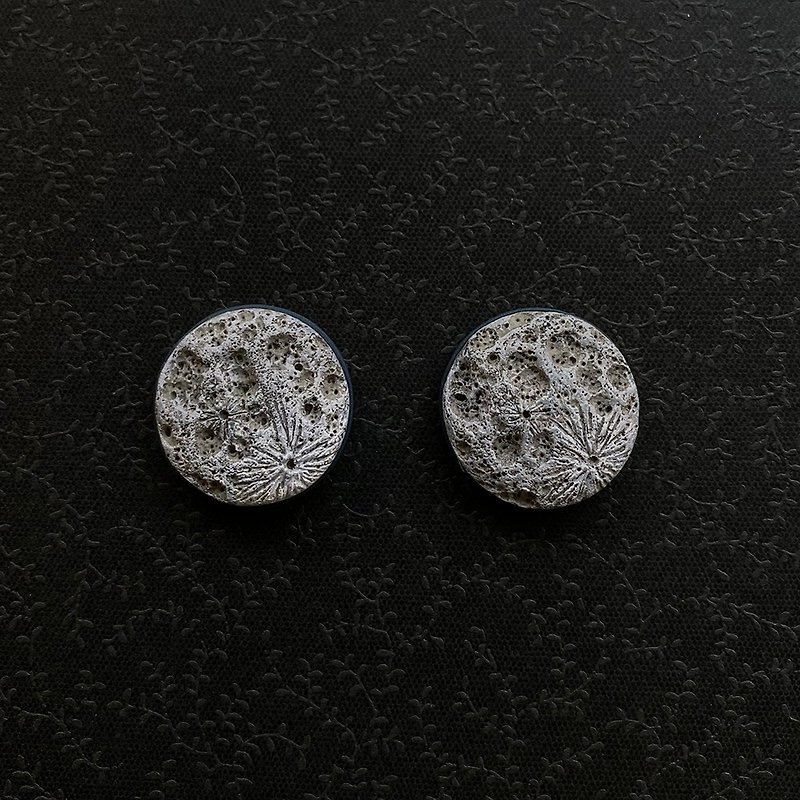 Moon polymer clay earrings-moon polymer clay earrings - Earrings & Clip-ons - Pottery Black