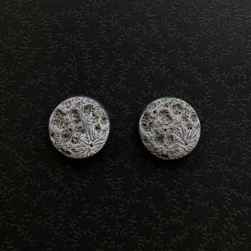 AyunaGift 手工禮物 貼耳月球月亮軟陶耳環-moon polymer clay earrings