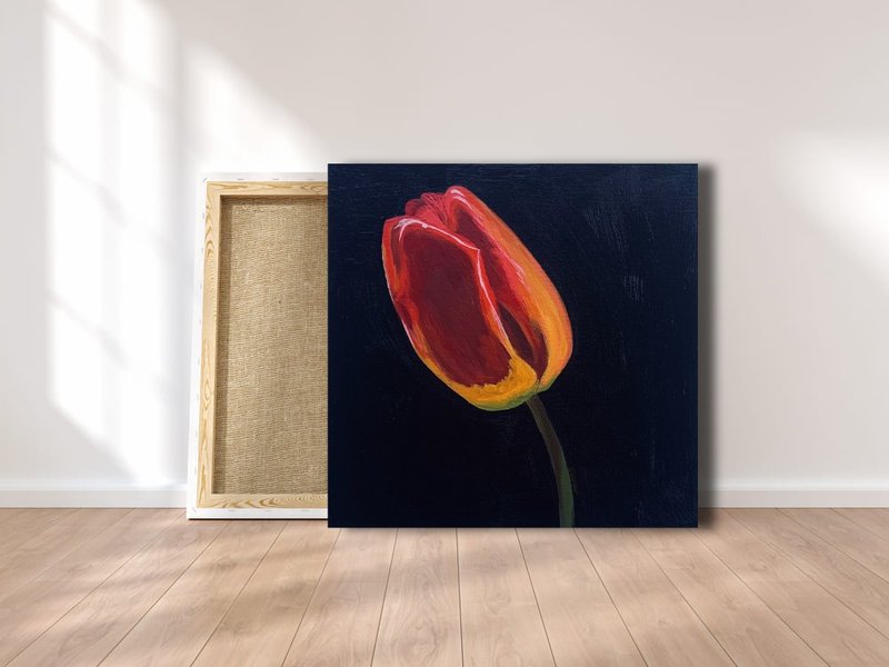 夏季植物牆藝術定制帆布 Flowers Painting Tulip Painting Spring Breath Hanging Picture Canvas - 海報/掛畫/掛布 - 其他材質 多色