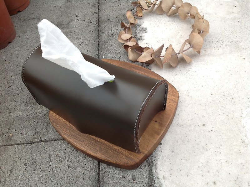 [Then] leather surface tray, tray hygiene, hand-stitched, leather brown - ผ้ารองโต๊ะ/ของตกแต่ง - หนังแท้ สีกากี