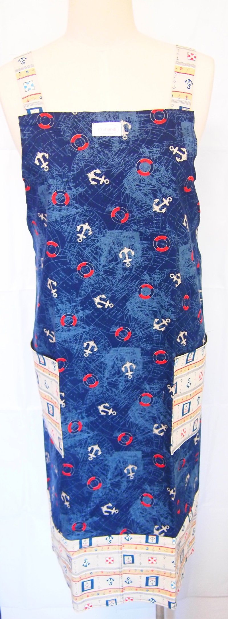 Dark blue sailor totem aprons - ผ้ากันเปื้อน - ผ้าฝ้าย/ผ้าลินิน 
