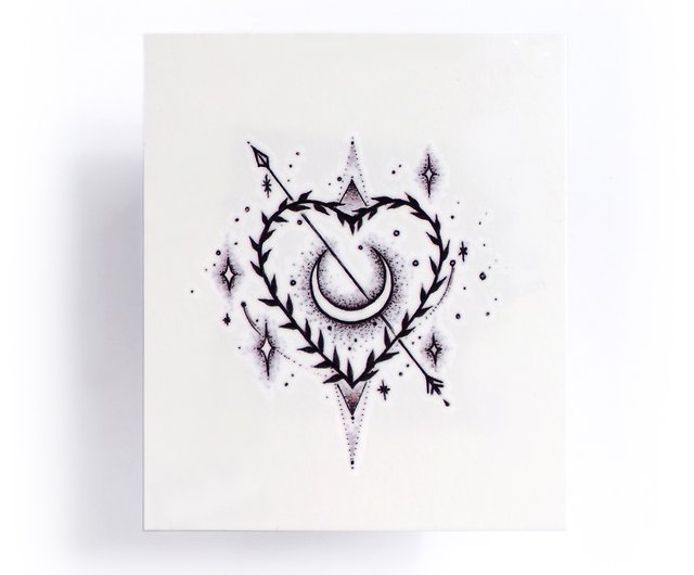 Minimal Temporary Tattoo Art Moon Heart Arrow Alchemy Boho Bohemian Love  Magical - Shop LAZY DUO TATTOO Temporary Tattoos - Pinkoi