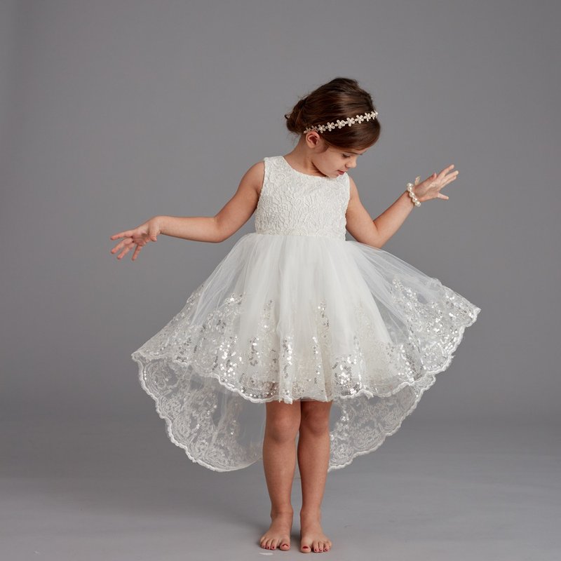 Flower girl lace dresses - Kids' Dresses - Polyester White