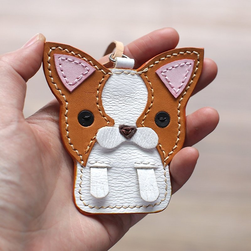 Sincere Chihuahua handmade leather strap - Charms - Genuine Leather Orange