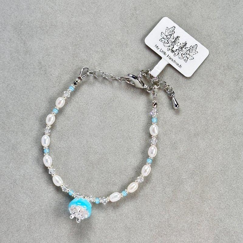 Natural freshwater pearl + Swarovski crystal bracelet JW183H-002 - สร้อยข้อมือ - ไข่มุก หลากหลายสี