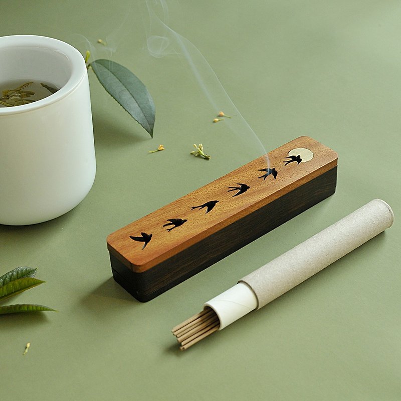[Swallow Listening to Incense] There is an incense version of the portable incense box home indoor agarwood sandalwood incense burner - น้ำหอม - ไม้ 