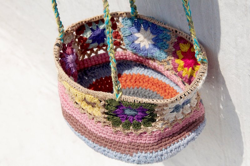 A handmade limited edition hand-woven storage basket / Storage basket / hanging bags / woven basket nest / nest hanging basket - fresh flowers woven forest wind - กล่องเก็บของ - ผ้าฝ้าย/ผ้าลินิน หลากหลายสี