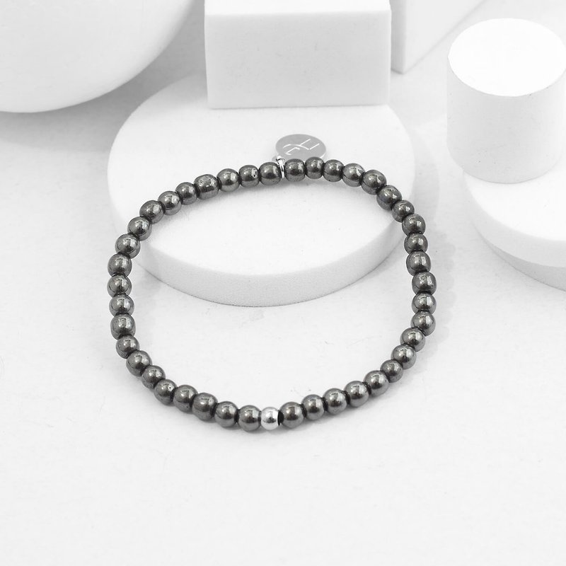 Recovery 4MM beaded bracelet (black gall Stone) - Bracelets - Stone Black