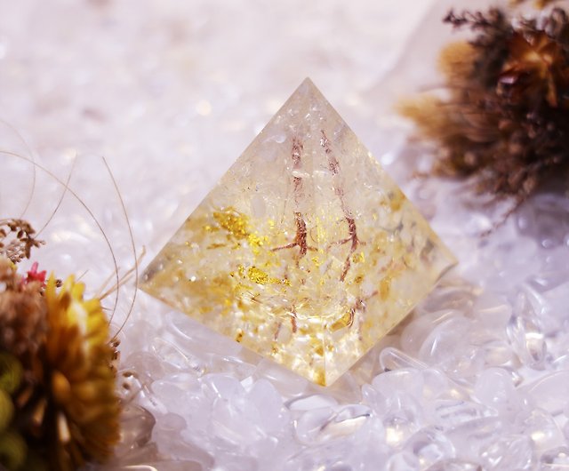 金字塔奧根塔Orgonite奧剛生命之樹脈輪冥想水晶能量白水晶黃水晶- 設計 