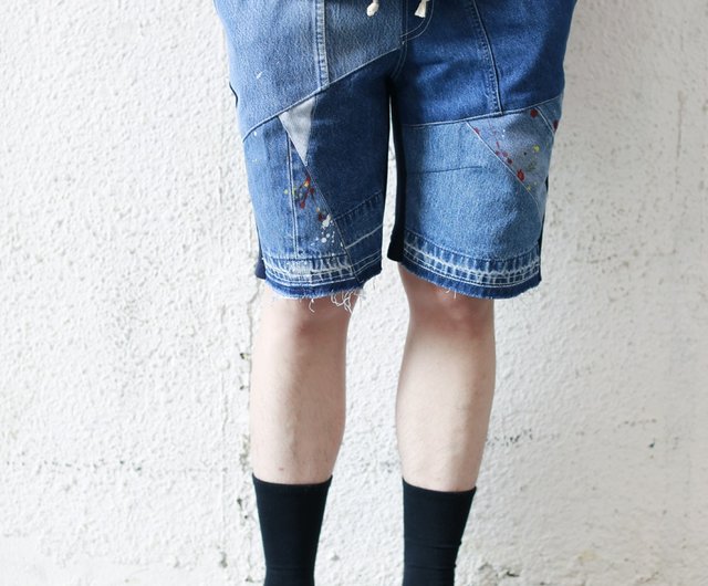 Denim Patchwork easy shorts - Shop First Edition Design