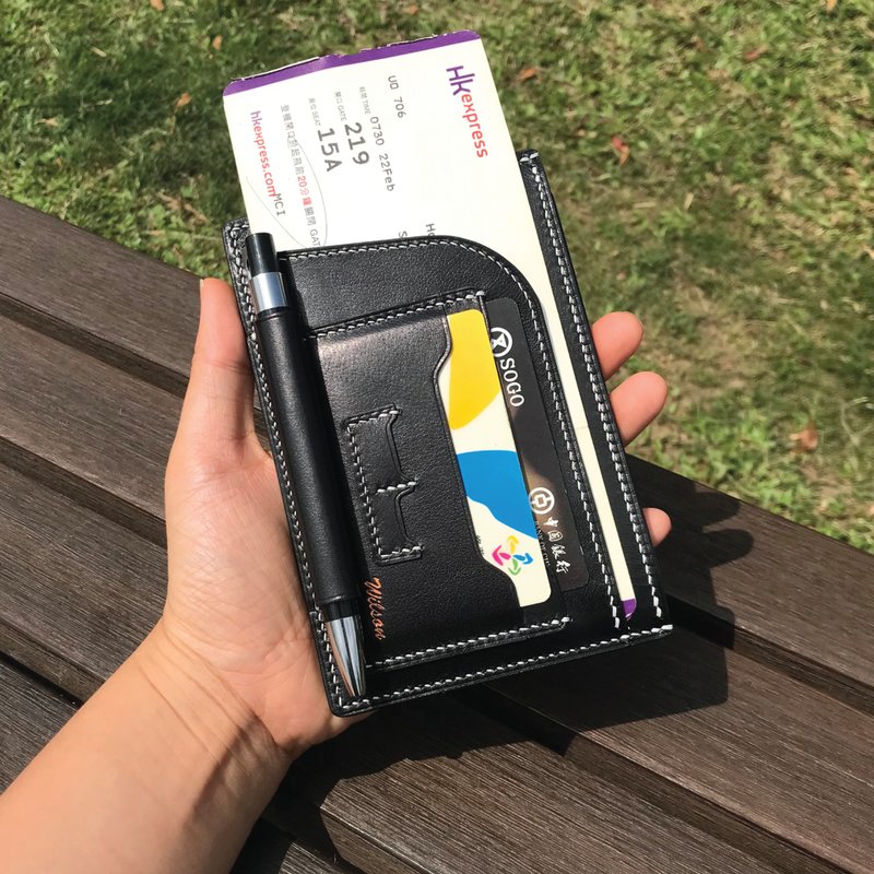 【Passport套/護照夾】黑色小牛皮/旅行/多色可選/手工製造 - 護照夾/護照套 - 真皮 黑色