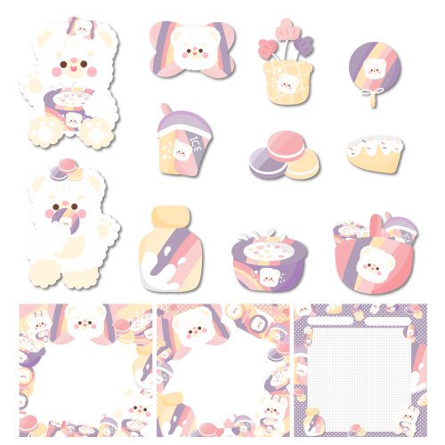 digital sticker with memo and photo frame cereal bear shop minako studio digital planner materials pinkoi