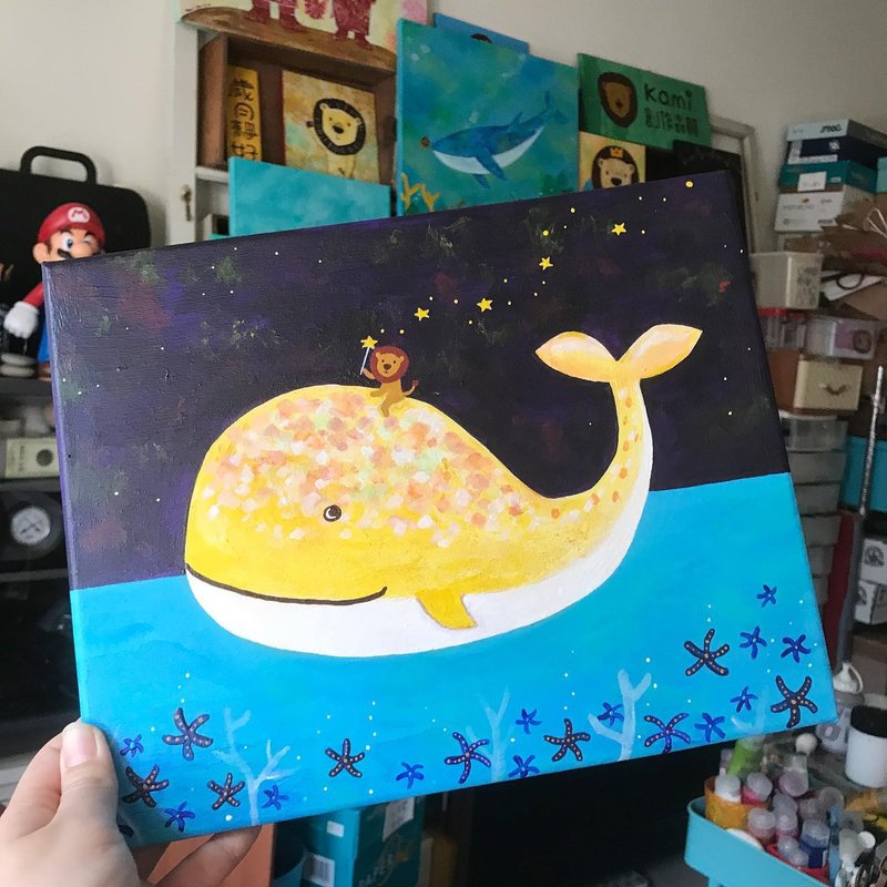 原畫  ∣  大頭獅夢想的星星和鯨魚 - 相框/畫框 - 其他材質 多色