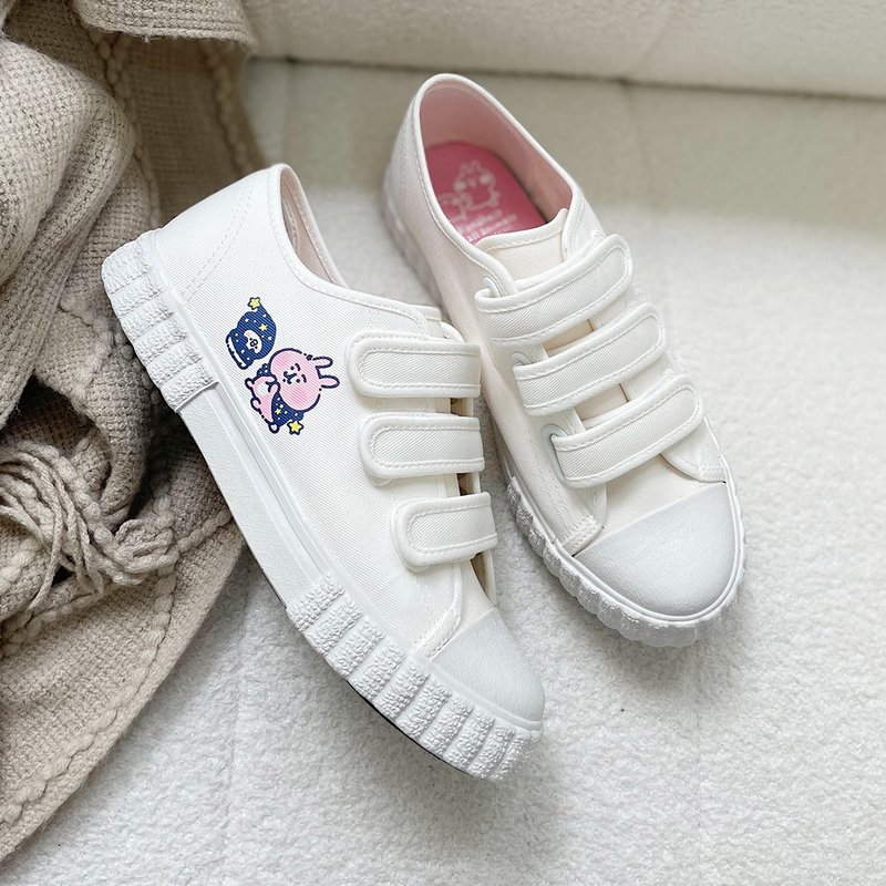 Paidal x Kanahei's little animal star journey strap-free devil felt canvas shoes biscuit shoes-white - Women's Casual Shoes - Cotton & Hemp White