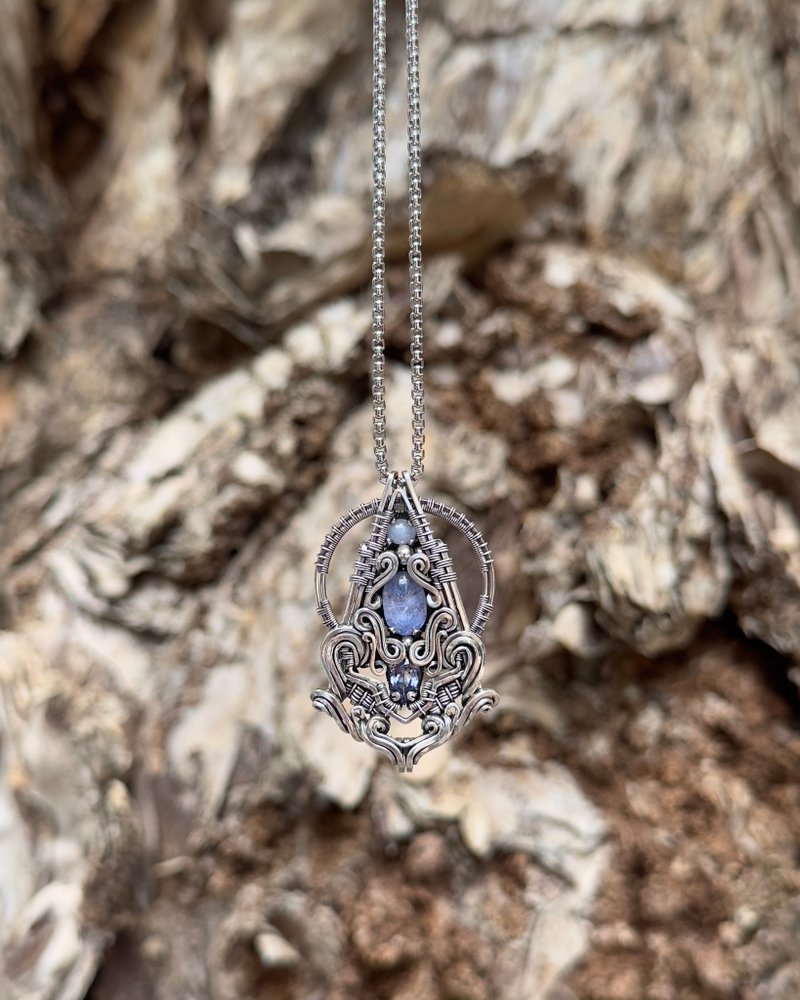 暮空 星光藍寶石 藍線石 水晶 坦桑石 項鍊 - 項鍊 - 寶石 藍色