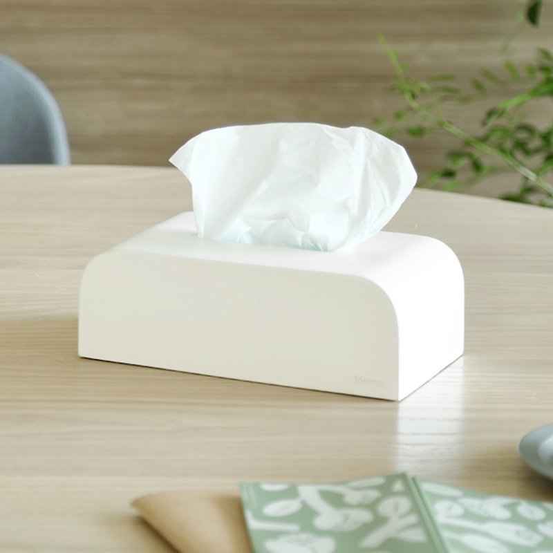 日本ideaco 圓角磚磨石面紙盒 - 面紙盒 - 塑膠 白色