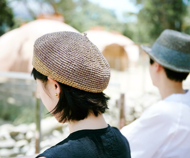shimizuakiko ベレー風な帽子 麦わら - ハンチング/ベレー帽
