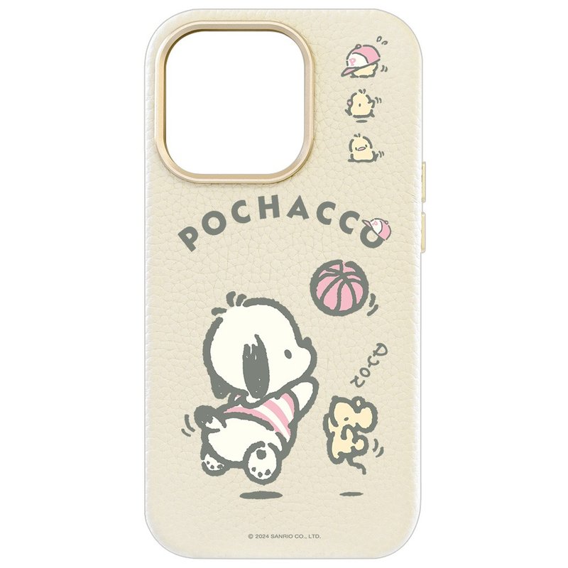 Pacha Dog Shooting RMS Calf Leather iPhone 15 14 13 Pro Max Sanrio Genuine - Phone Cases - Genuine Leather Pink