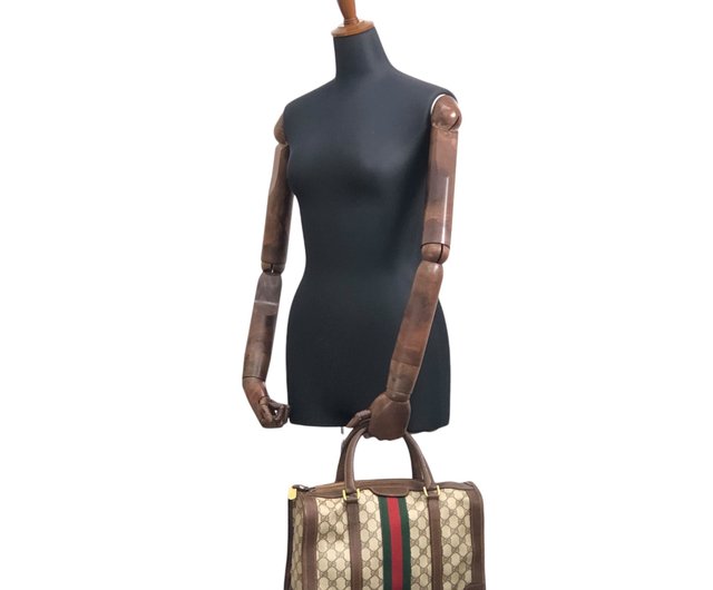 GUCCI グッチ ビジネス シェリーライン ボストンバッグ 大容量 ブラウン GUCCI グッチ ビジネス シェリーライン ボストンバッグ 大容量