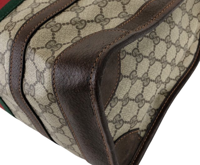 美品　グッチ　ハンドバッグ　ライトブラウン　シェリーライン　レザー　ロゴ GUCCI グッチ シェリーライン GG型押し エンボスレザー ミニバッグ