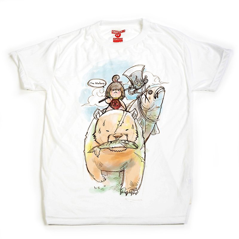Kintaro ride big bear  soft unisex men woman cotton mix Chapter One T-shirt - 男 T 恤 - 棉．麻 白色
