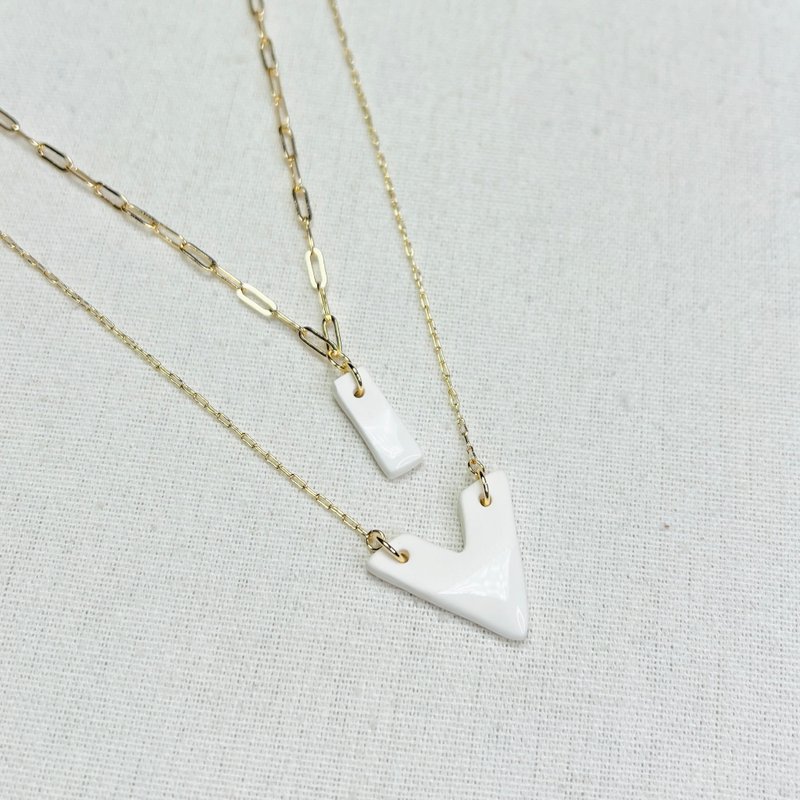 Urban Chic 都會系列  白瓷鍍金項鍊  Minimal Layer 極簡層次 - 項鍊 - 瓷 