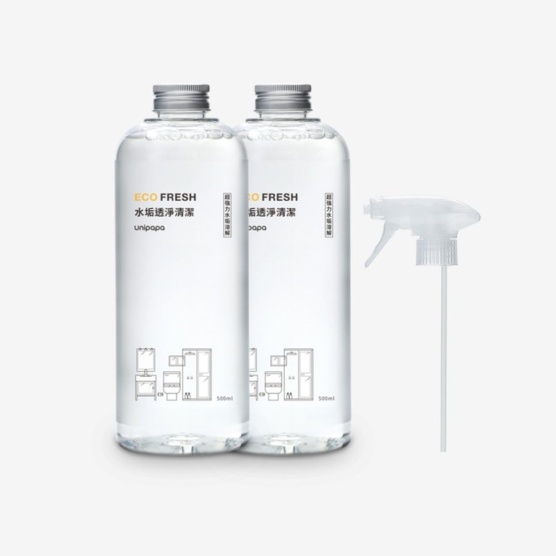 Unipapa ECO FRESH 水垢透淨清潔 2瓶入+1噴頭 - 其他 - 其他材質 透明