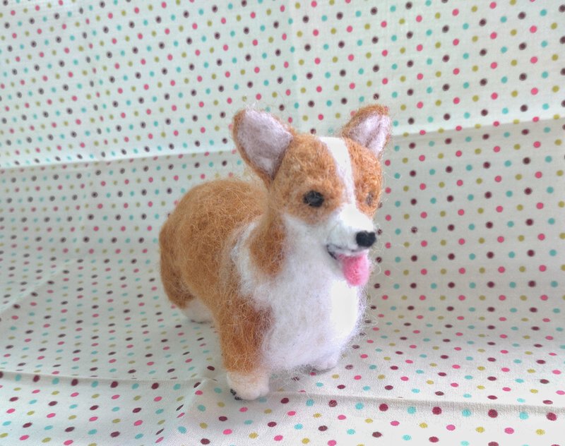 Needle Felt Pet Dog - Corgi Standing Posture Portrait Commemorate (Custom-made) - Other - Wool Gold