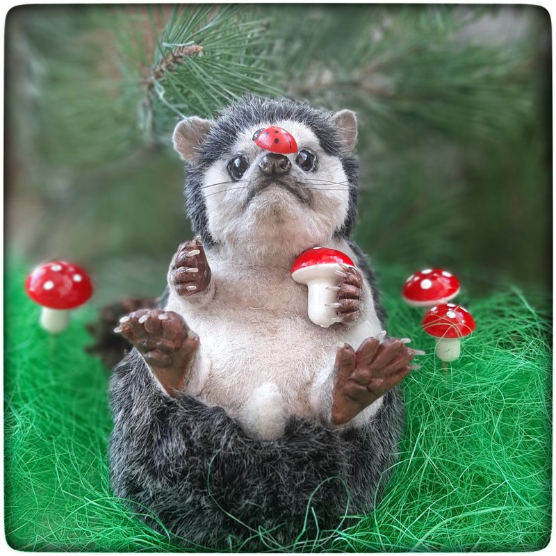 Hedgehog,pluch hedgehog,collectable toy.Christmas Gift Wrapping. - Stuffed Dolls & Figurines - Other Materials Gray