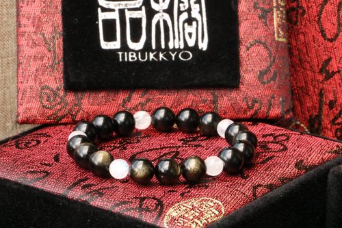 TIBUKKYO德榕藏品 原礦無染色金曜石手珠 8mm 拉長石 黑曜石手鏈 客製化佛珠設計
