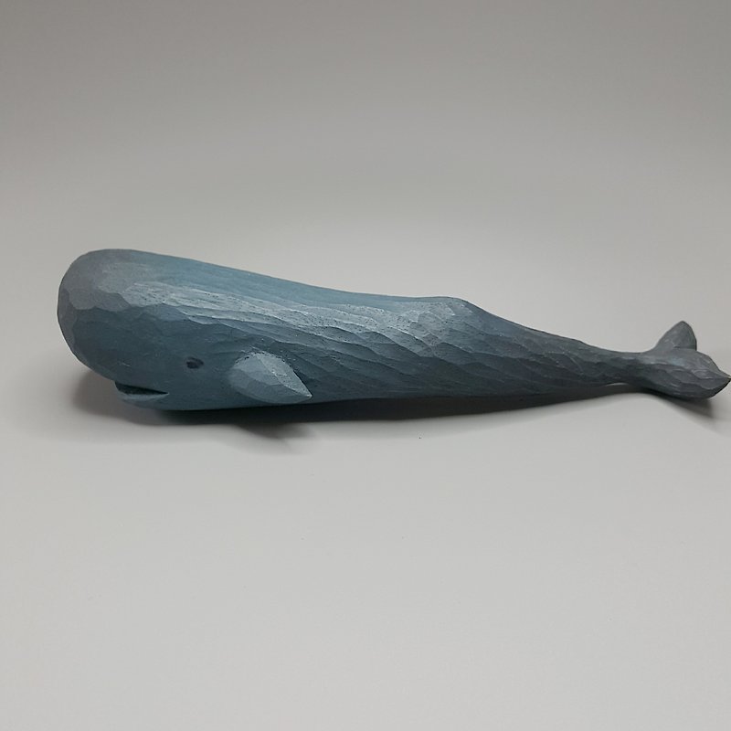 抹香鯨 木雕藝術品 - 玩偶/公仔 - 木頭 藍色