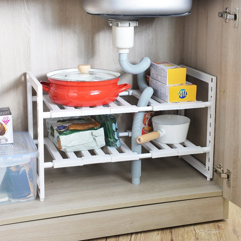 Japanese pearl metal kitchen sink retractable storage shelf (depth 30cm) - Other - Other Materials Multicolor