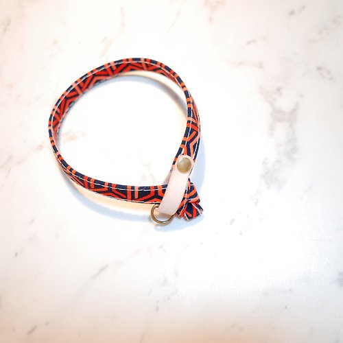 Michu Pet Collars #美珠手作 限定 貓 項圈 和服布料 橘織幾何 附鈴鐺 可加購吊牌