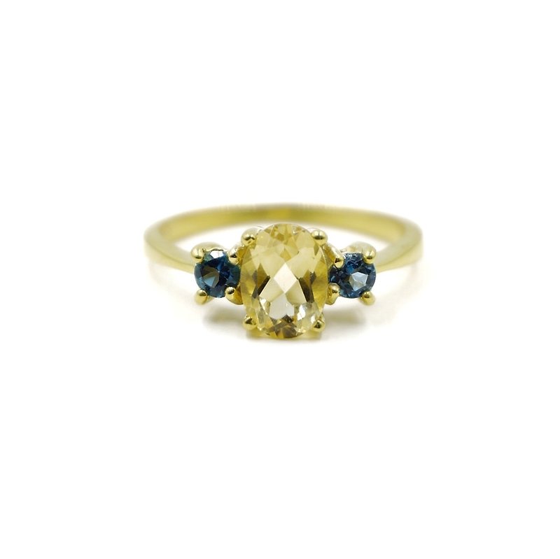 Natural Citrine and London topaz Silver 925 Ring - General Rings - Sterling Silver Yellow