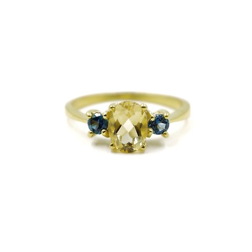 roseandmarry Natural Citrine and London topaz Silver 925 Ring