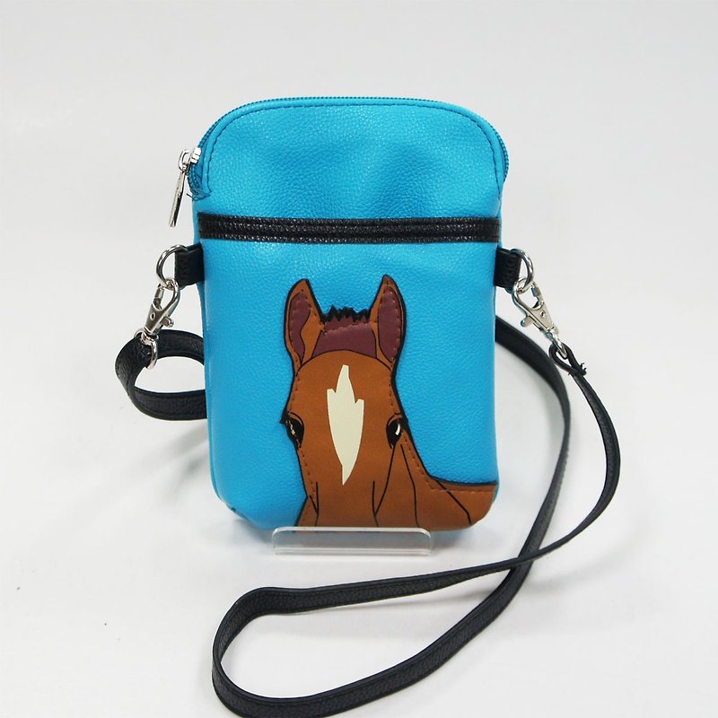 Maroon horse childlike mobile phone cross-body bag/carrying bag/animal bag-Cool Music Village Spot Sale - Messenger Bags & Sling Bags - Faux Leather Blue