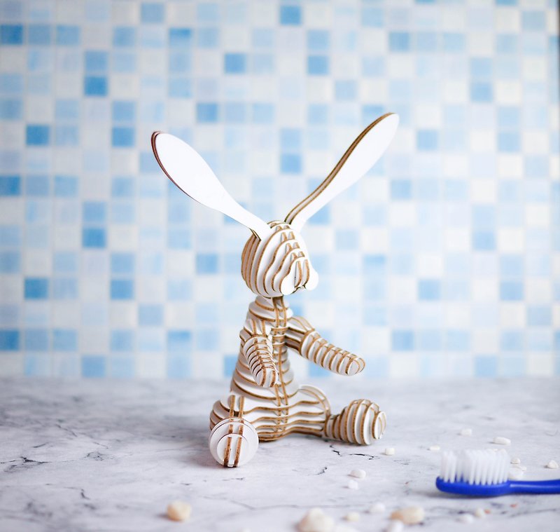 ONE Rabbit /3D Handmade DIY/Home Decoration /White - ของวางตกแต่ง - กระดาษ ขาว